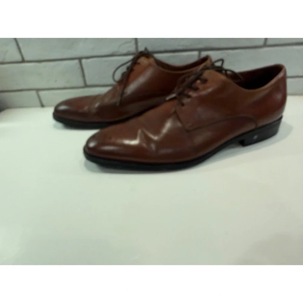 Kenneth Cole Abbott Lace Up Mens 12M Brown Leather Medallion Toe Oxford AB0011